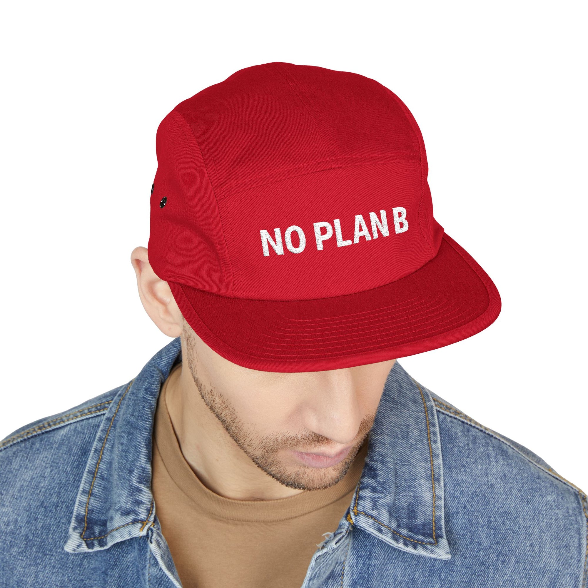 Trendy 5 Panel Cap with 'No Plan B' Embroidery, Casual Hat, Unique Gift for Adventurers, Streetwear Accessory, Perfect for Travel
