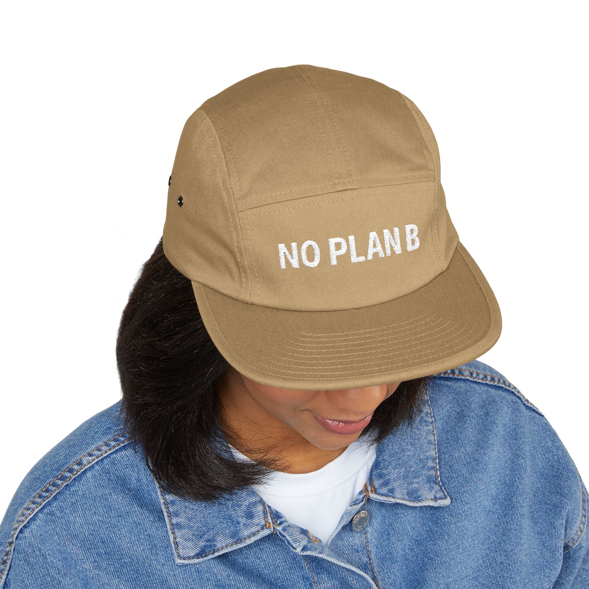 Trendy 5 Panel Cap with 'No Plan B' Embroidery, Casual Hat, Unique Gift for Adventurers, Streetwear Accessory, Perfect for Travel