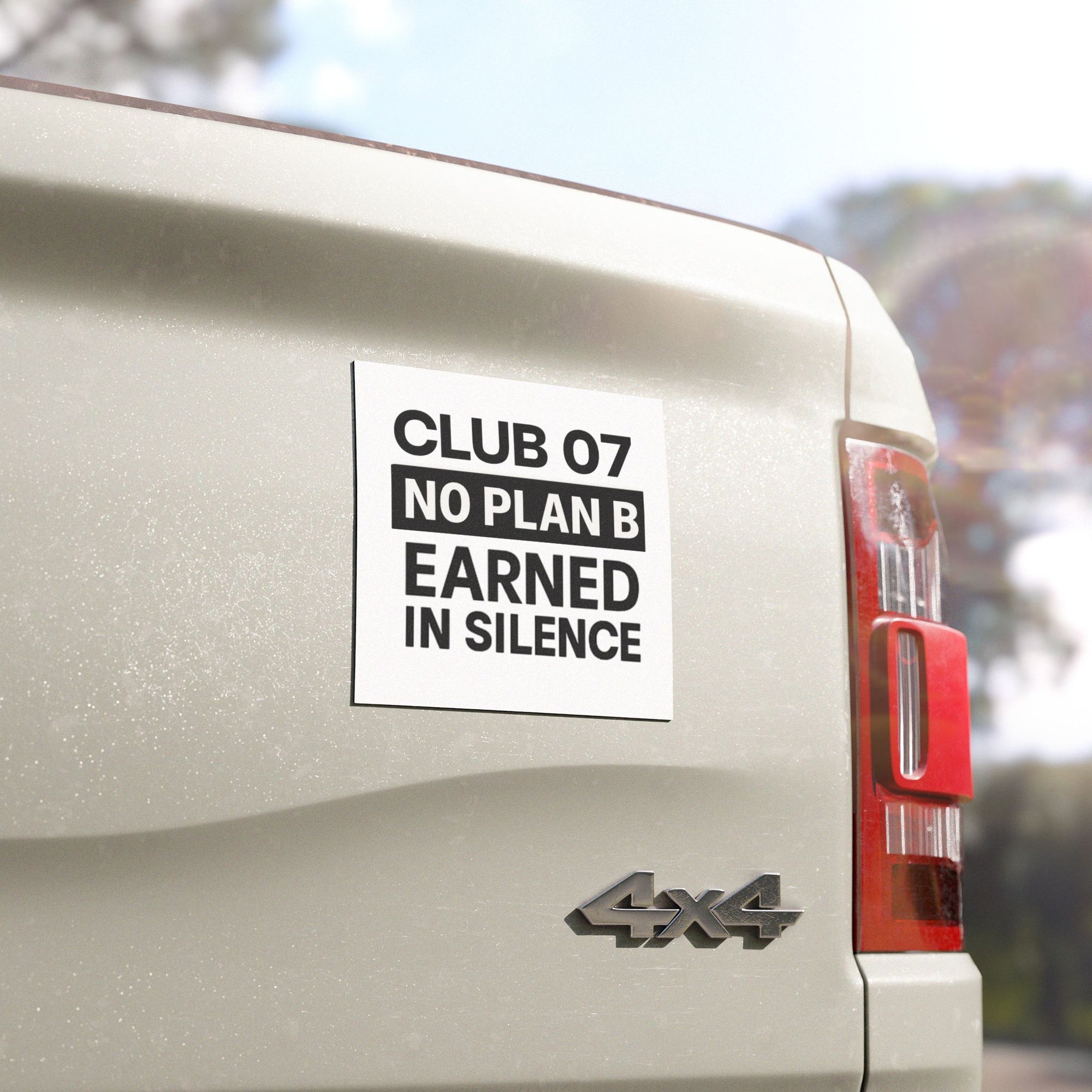 Bold Car Magnet - Club 07 No Plan B, Earned in Silence - Perfect for Sports Fans, Motivational Gifts, Car Decor, Road Trip Essentials