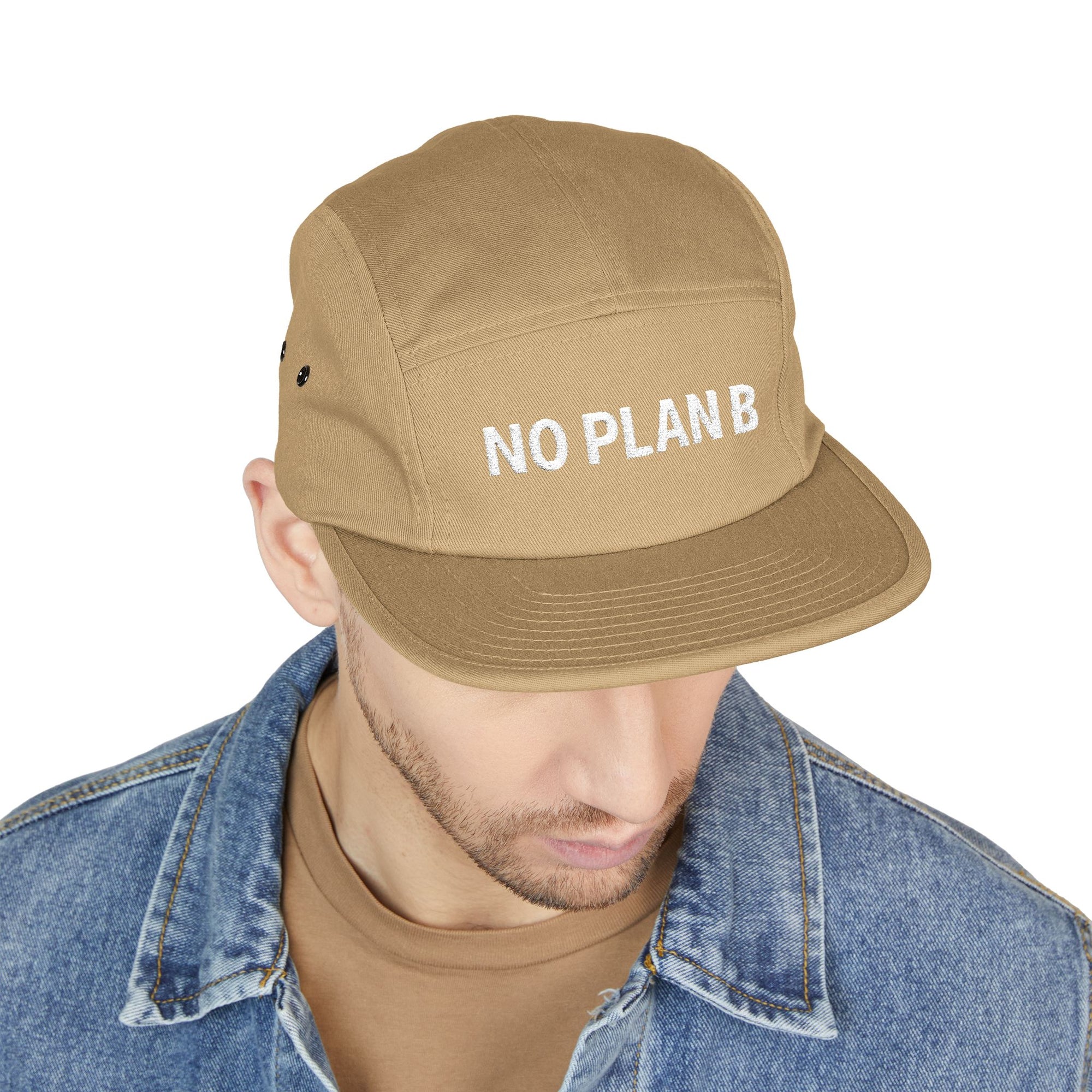 Trendy 5 Panel Cap with 'No Plan B' Embroidery, Casual Hat, Unique Gift for Adventurers, Streetwear Accessory, Perfect for Travel