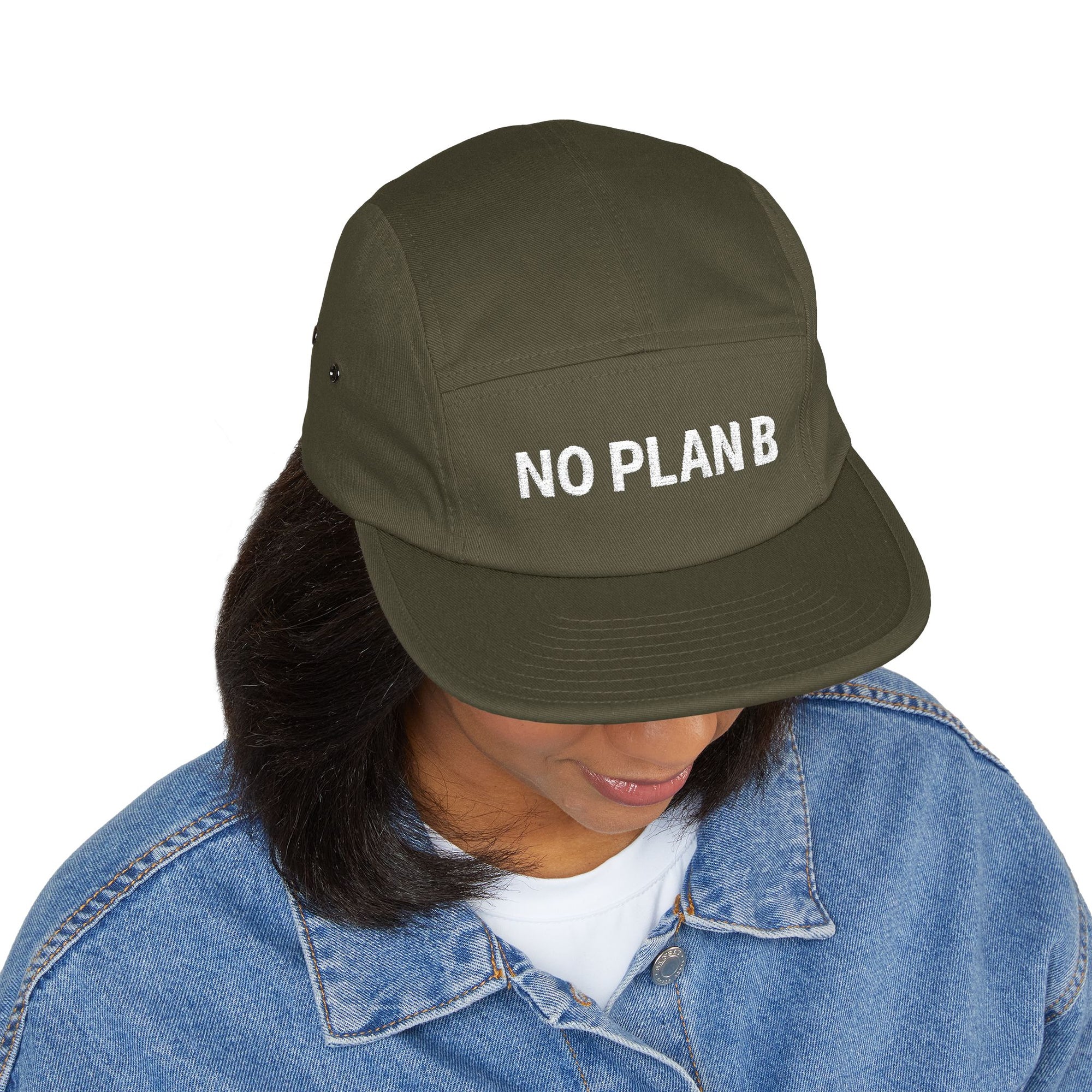 Trendy 5 Panel Cap with 'No Plan B' Embroidery, Casual Hat, Unique Gift for Adventurers, Streetwear Accessory, Perfect for Travel