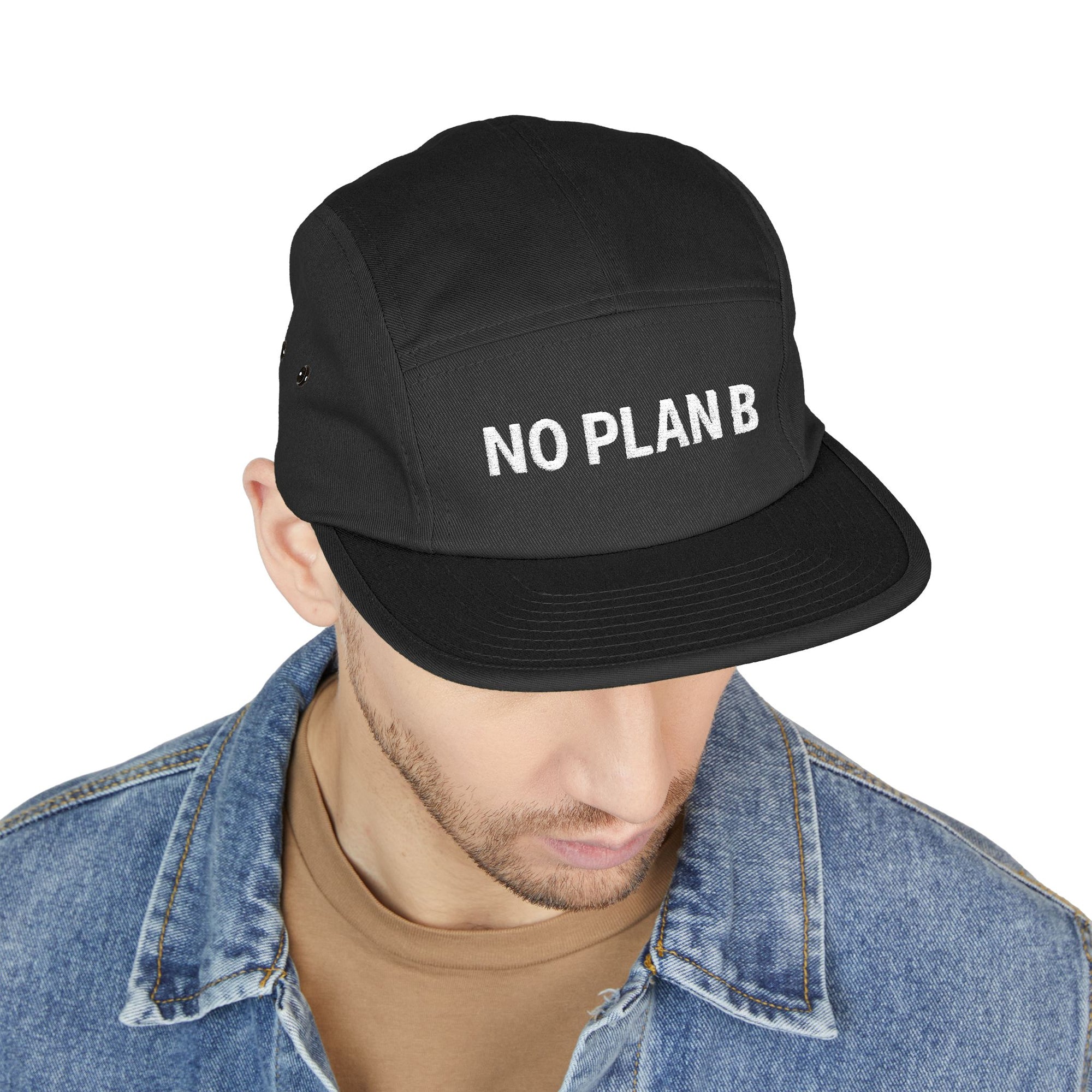 Trendy 5 Panel Cap with 'No Plan B' Embroidery, Casual Hat, Unique Gift for Adventurers, Streetwear Accessory, Perfect for Travel