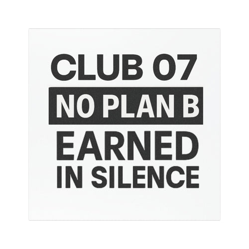 Bold Car Magnet - Club 07 No Plan B, Earned in Silence - Perfect for Sports Fans, Motivational Gifts, Car Decor, Road Trip Essentials
